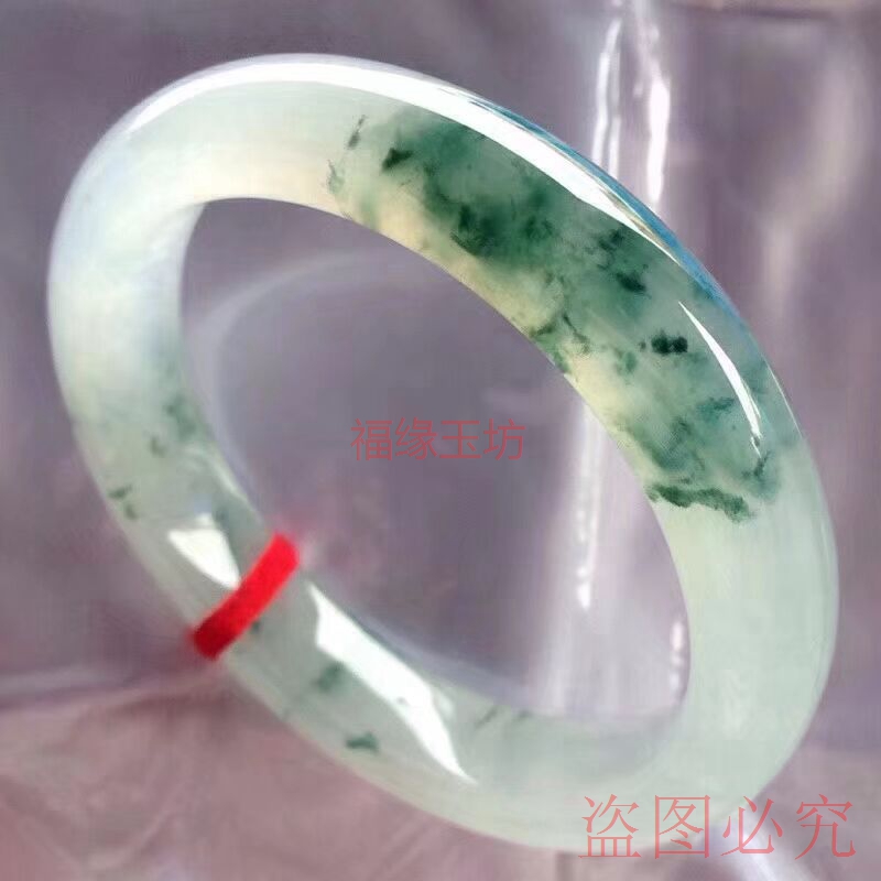 缅甸翡翠手镯冰种阳绿女款玉石镯子少女飘花手镯包邮送证书