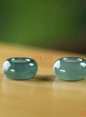 精品天然翡翠散珠蓝水算盘珠8mm孔4mm大孔路路通手工diy项链吊坠