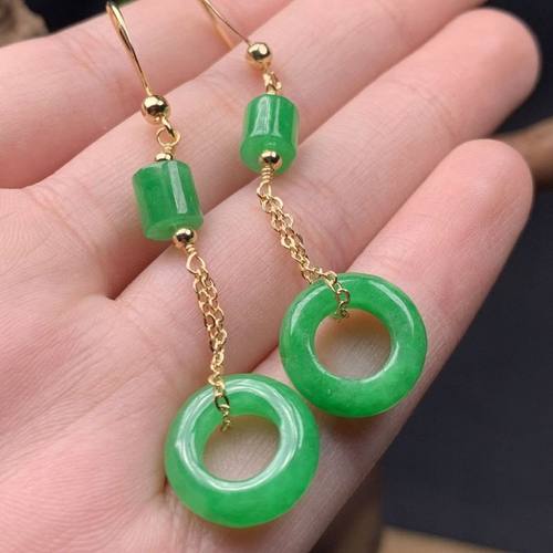 翡翠玉石甜甜圈平安石耳坠