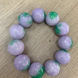 翡翠干青双彩手串男士大尺寸卡2.0直径紫罗兰玉石手链佛珠