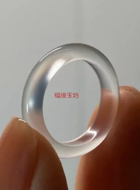 时尚玉石冰透胖圆玛瑙玉髓戒指女轮胎宽尾戒圈香槟白月光情侣素圈