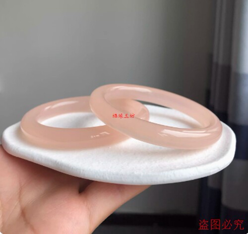 冰粉桃手镯阿富汗玉冰种美人玉镯