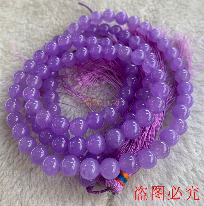 缅甸翡翠老坑冰种紫罗兰长款佛珠