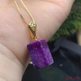 精品天然南非舒俱来玉石吊坠精致气质小方块项链男女款 玉石颈饰