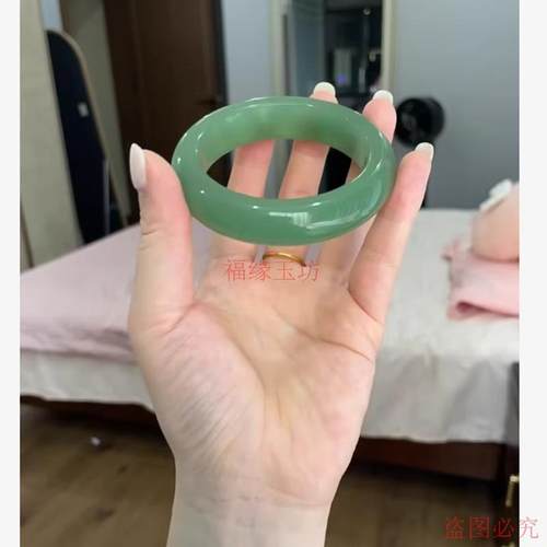 精品天然东陵玉圆条手镯精致气质百搭扁条玉石镯子女款手饰