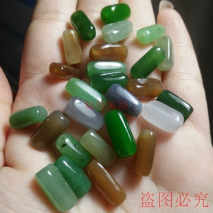 天然和田玉散珠籽料手工编织玉石串珠项链白玉碧玉挂绳diy玉配件