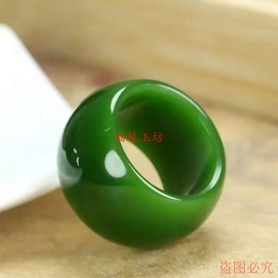 精仿和田碧玉色戒指指环扳指新坑碧玉菠菜绿玉指环男女款