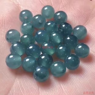 精品翡翠玉石冰种蓝水清爽深蓝翡翠珠子DIY独龙玉散珠圆珠玉珠子