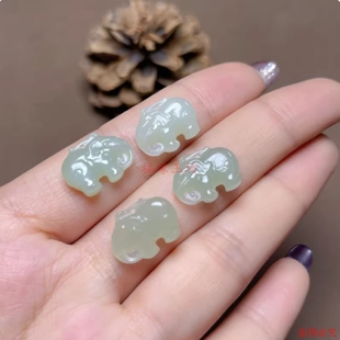 和田玉精美吉象小配饰挂坠青海料小象吊坠diy双面雕刻玉石挂件
