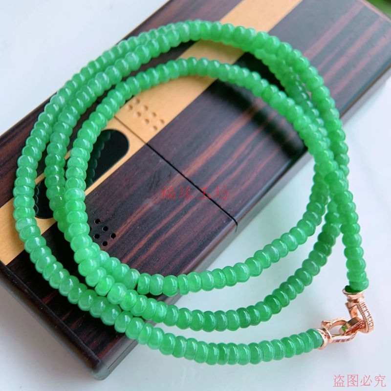 爆款算盘满绿玉石翡翠色百搭手串