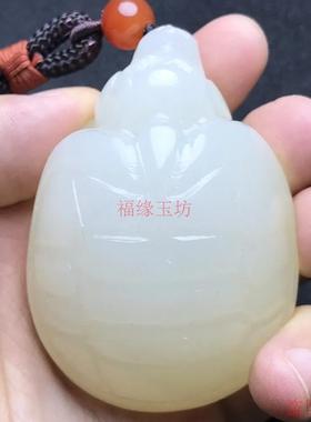 天然和田玉青白玉手把件