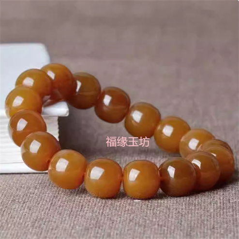 天然阿富汗糖料老型珠手串单圈手链糖玉手串男女款