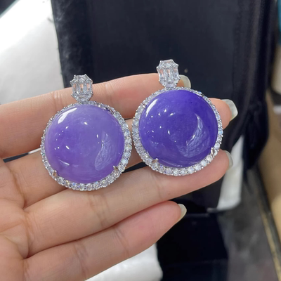 新品冰种正阳绿蛋面翡翠吊坠缅甸紫罗兰帝王绿玉石鸽子蛋项链