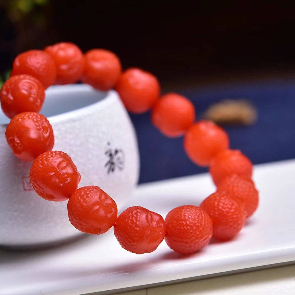 天然满肉满色保山南红玛瑙弥勒佛头手串龙回纹莲花貔貅手链男女