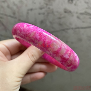 台湾七彩玉桃花玉天然玉手镯韩版玉手镯时尚女款镯子