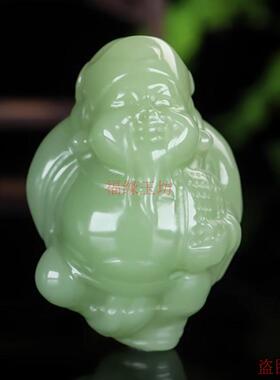 青白玉手把件财神爷精品