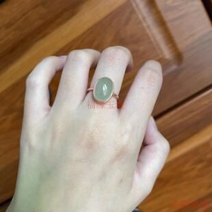 精品精品新疆和田玉戒指冰晴蛋面戒圈925银镀18k金镶嵌女款手饰