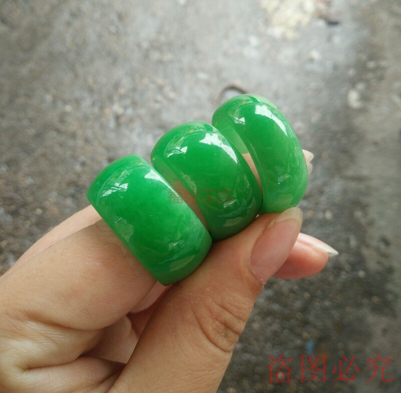 新品石英岩玉干青铁龙生加宽玉戒指情侣戒指阳绿扳指男女款包邮