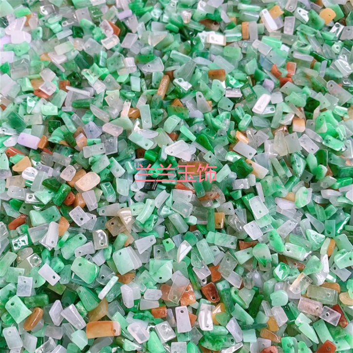 天然翡翠碎石无事牌钱袋爱心莲蓬叶子吊坠手工翡翠DIY配件