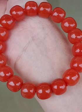 天然原矿保山南红冰红老型珠