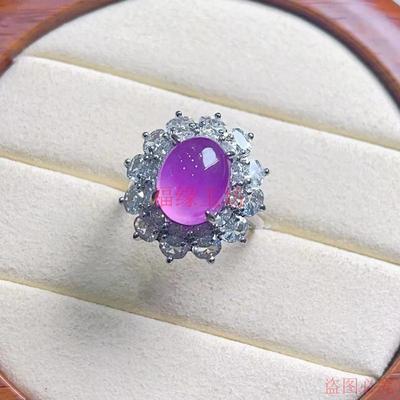 精品缅珠戒指冰种紫罗兰