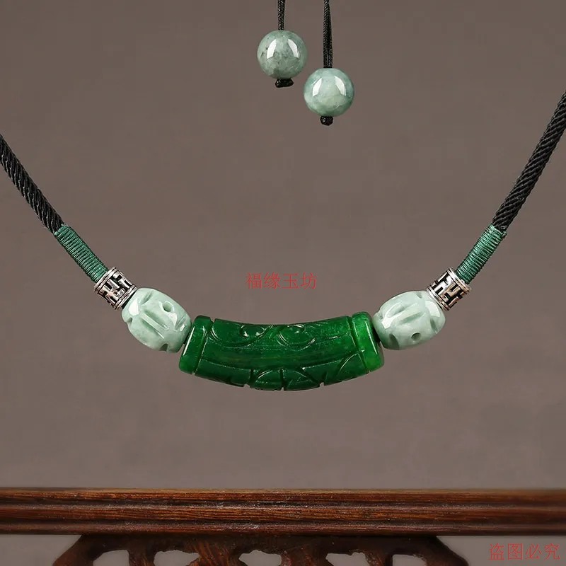 民族风饰品锁骨链项链挂件弯管锁骨链短款翡翠干青色复古风可调节,珠宝/钻石/翡翠,颈饰,淘宝优惠券,粉丝福利购,淘宝优惠卷