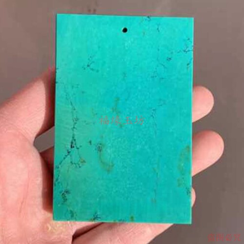 精品绿松石素面无事方牌吊坠项链