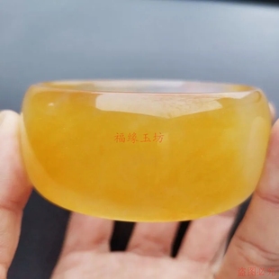 加宽加厚轮胎款冰种新疆和田戈壁料半黄色金丝玉手镯玉镯