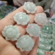 缅甸翡翠a货莲花吊坠男女玉坠荷花项链挂件diy玉配件民族饰品