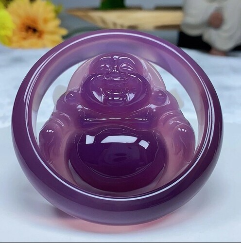 天然正品玉髓帝王紫紫罗兰弥勒佛