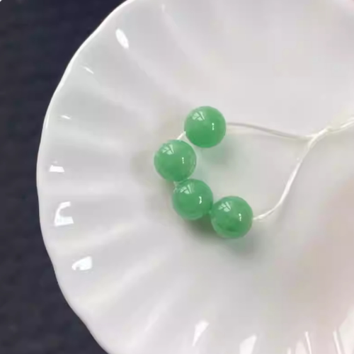 老坑翡翠冰绿珠子满色辣绿圆珠散珠diy手链项链玉手串