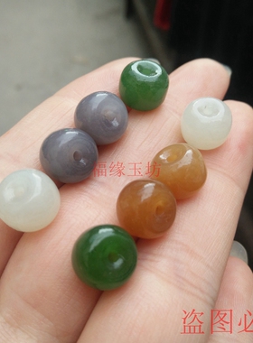 新疆和田玉手链老型珠散珠桶珠手串民族风碧玉糖料青花diy配件