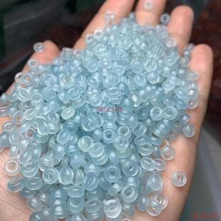翡翠散珠冰种浅蓝玉石算盘珠6*2mm大孔珠子diy手串项链耳环隔珠