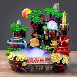假山流水喷泉摆件招财风水轮鱼缸循环水客厅办公室装 饰品开业礼品