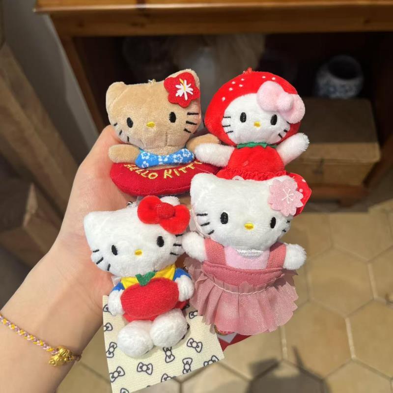 抱苹果hellokitty书包包挂件钥匙扣可爱哈喽kt猫女生毛绒公仔礼物