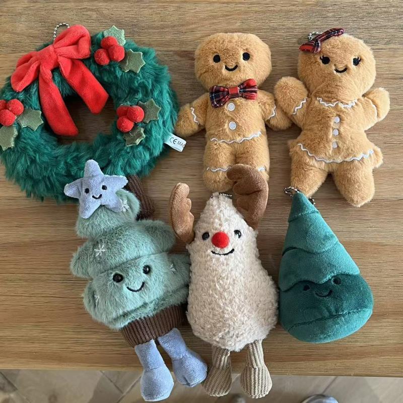 可爱星星圣诞树姜饼人可爱平安夜毛绒公仔萌趣玩偶挂件包包小礼物
