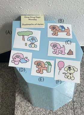 韩国ins风aeiou丁丁小狗搞怪星期贴纸动物元素装饰手帐ins风贴纸
