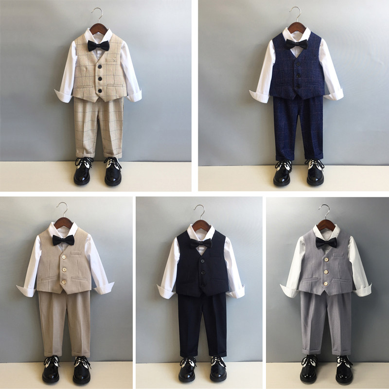 儿童西装套装男童英伦帅气春秋款花童男宝宝周岁礼服演出服小西服