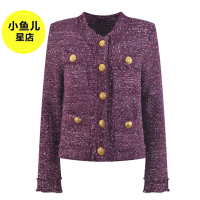 粗花呢开衫复古轻熟针织短外套