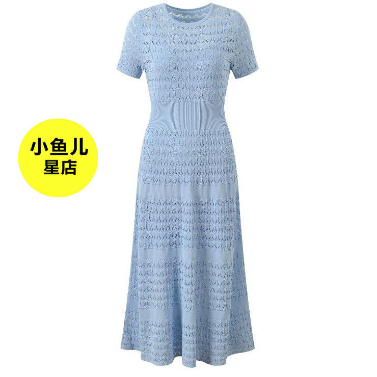 法式浪漫名媛夏季时尚气质镂空修身显瘦圆领短袖连衣裙吊带裙套裙