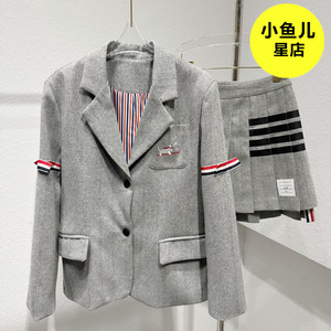 高端法式复古tb学院风西服设计感小狗刺绣时髦减龄上衣外套衬衫女