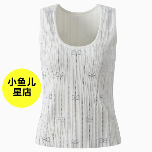 改良汉服夏季款时尚简约百搭蝴蝶结水钻条纹修身显瘦针织背心上衣