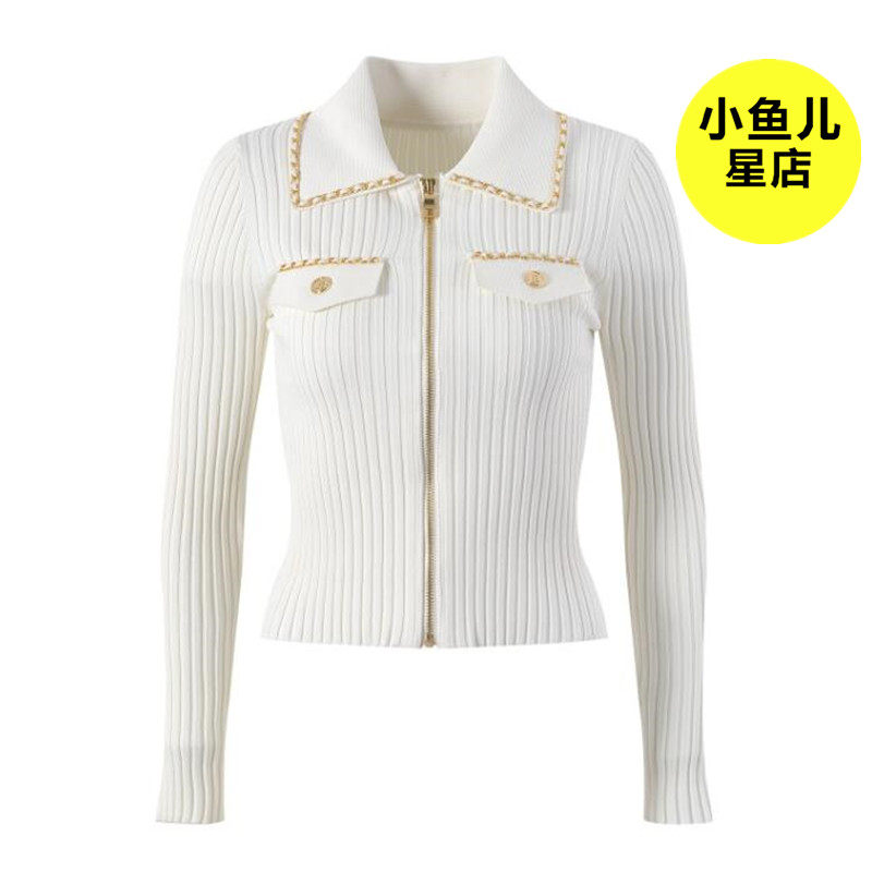 翻领针织开衫毛衣外套