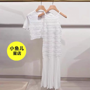 法式浪漫秋冬款重工钉珠气质优雅圆领短袖开衫修身显瘦背心裙套装