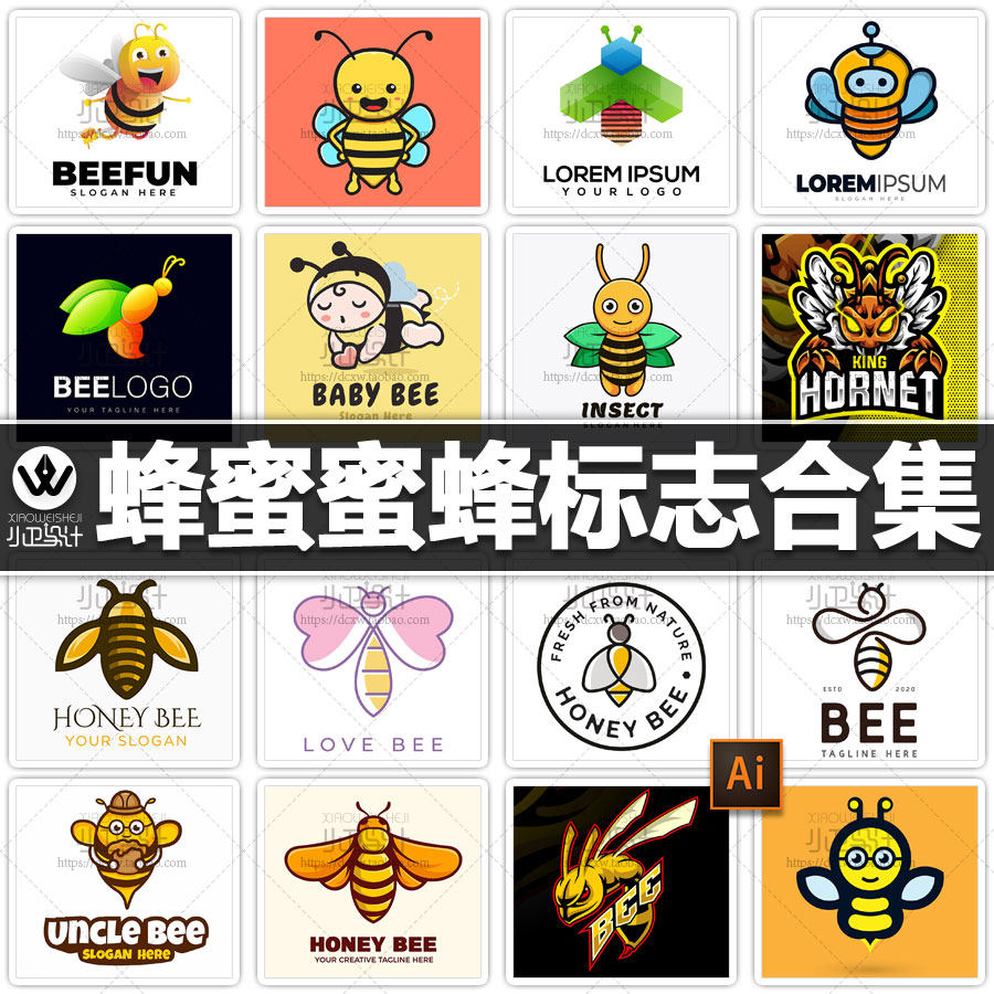 蜜蜂海报蜂蜜产品logo标志店标微商头像徽标图标模板平面设计素材