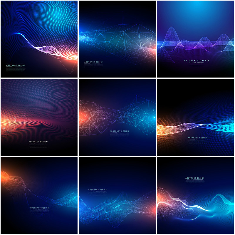 未来科技背景图素材曲线光效星空宇宙几何线条ai矢量平面设计素材