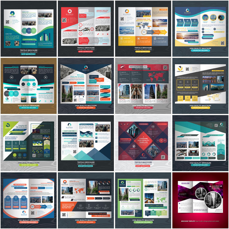 59套 企业介绍产品手册内页三折页系列矢量图文排版平面设计素材