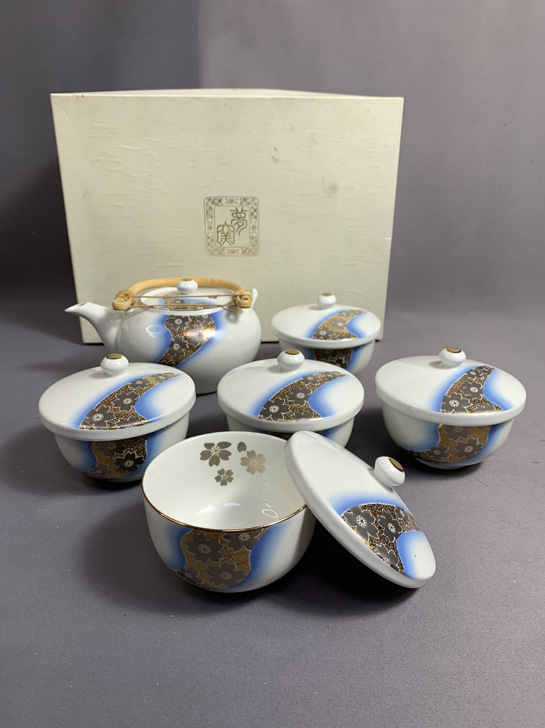 日本进口瓷器全新梦眩窑茶具套装茶壶茶杯盖杯金标高品质
