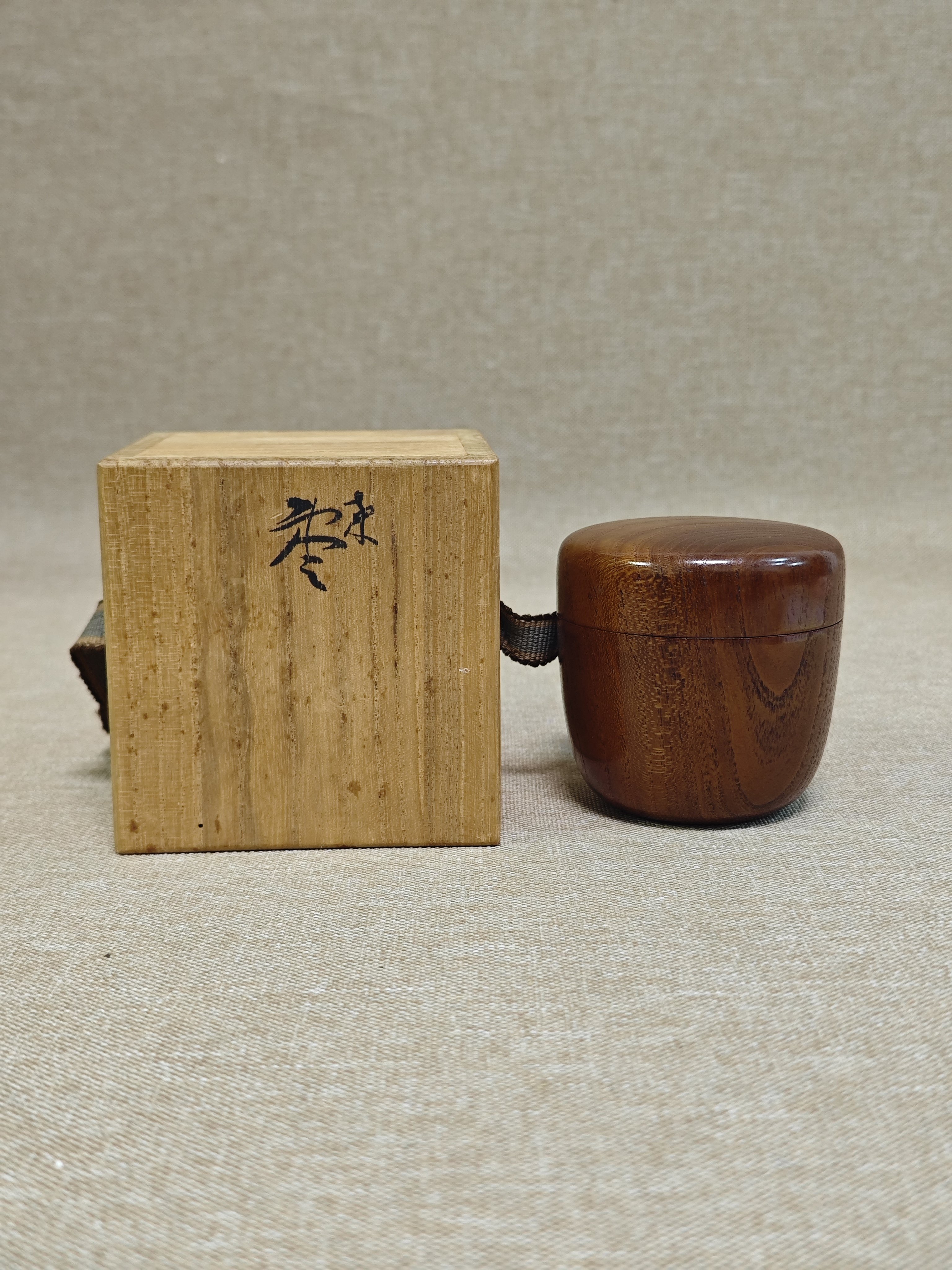 日本进口中古全新正品榉木漆器茶枣茶入茶道具手工整木制作
