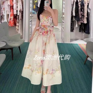 澳洲正品 碎花長(zhǎng)顯瘦吊帶仙女長(zhǎng)裙 Zimmermann連衣裙24春夏法式 代購(gòu)